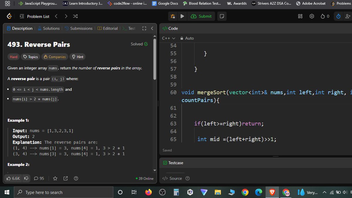itzAnkitCodes01's tweet image. Day 4 of code
-->Solved sukudo problem
-->Solved reverse pair problem(optimized) by using merge sort ....
>>>NEED MORE HUSTLE😑