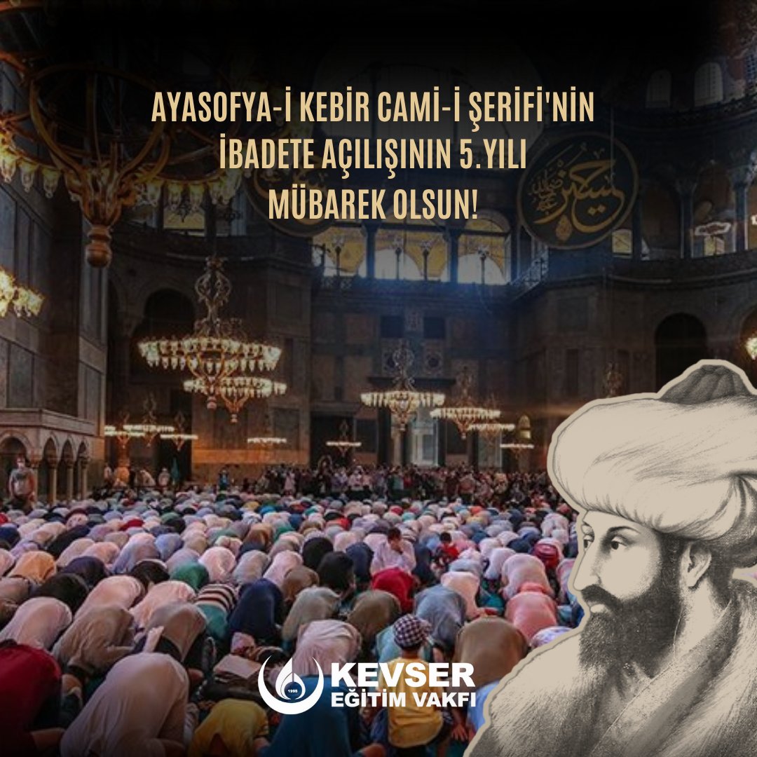 KevserEgitim's tweet image. 5 yıl önce, Ayasofya-i Kebîr Câmi-i Şerîfi, 86 yıl aradan sonra 24 Temmuz 2020'de kılınan Cuma namazıyla yeniden ibadete açıldı. Fatih’in emaneti, ümmetin özlemi, milletin kararlılığıyla yeniden camii hüviyetine kavuştu.