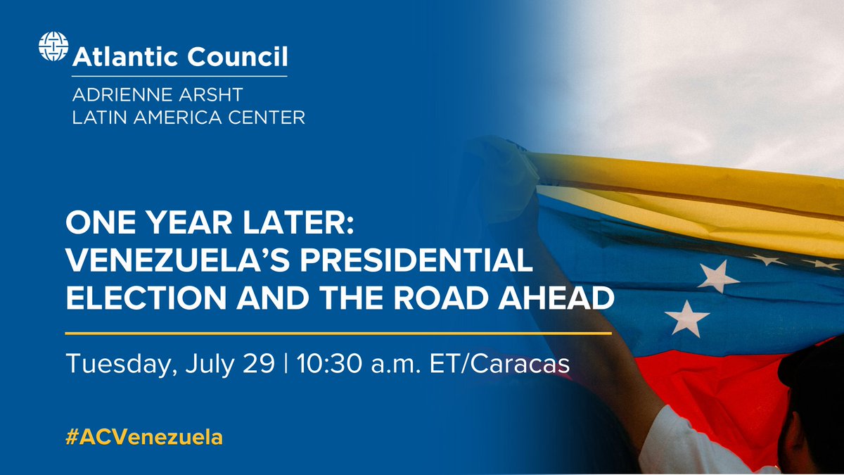 ACLatAm's tweet image. EVENT | One year later: Venezuela’s presidential election and the road ahead.
Join us July 29 at 10:30 a.m. ET/Caracas for a conversation with Roberto Enríquez (Venezuelan Democratic Unitary Platform), @GrisColina (Observatorio Global de Comunicación y Democracia),…