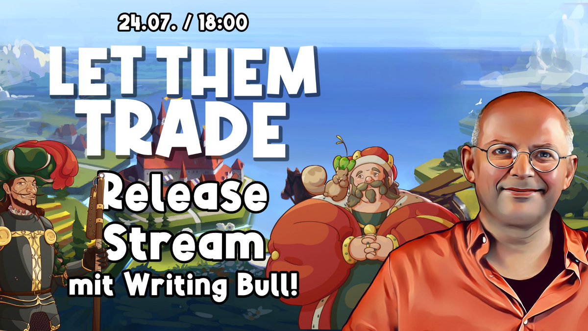 Writing Bull | Daniel Blum (@writing_bull) on Twitter photo |Werbung| Let Them Trade ist da! Entspannt siedeln, handeln, ein Aufbau-Träumchen erleben. Den Release-Stream mit den Entwicklern jetzt live auf twitch.tv/writing_bull und parallel ab 18:30 auf der deutschen Steam-Shop-Seite!
→ bit.ly/wb-ltt-steam
<a href="/LetThemTrade/">Let Them Trade - Wishlist now! 🏰</a> <a href="/ByteRockers/">ByteRockers' Games</a> |Werbung| Let Them Trade ist da! Entspannt siedeln, handeln, ein Aufbau-Träumchen erleben. Den Release-Stream mit den Entwicklern jetzt live auf twitch.tv/writing_bull und parallel ab 18:30 auf der deutschen Steam-Shop-Seite!
→ bit.ly/wb-ltt-steam
<a href="/LetThemTrade/">Let Them Trade - Wishlist now! 🏰</a> <a href="/ByteRockers/">ByteRockers' Games</a>