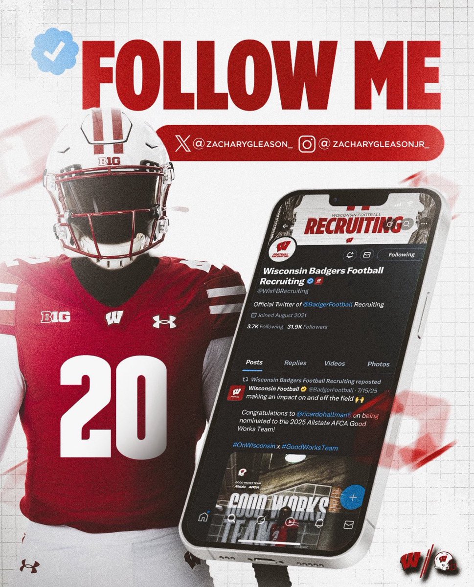 Appreciate it!!! <a href="/BadgerFootball/">Wisconsin Football</a> 
<a href="/WisFBRecruiting/">Wisconsin Badgers Football Recruiting</a>