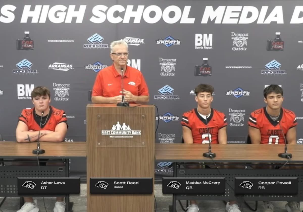 CabotFB's tweet image. Our Panthers attended Big Miller Media Days yesterday! Check out what Maddox, Cooper, Asher, and Coach Reed have to say in the link! Fast forward to 1:12:00 mark! youtube.com/live/NIevLo6FQ…
@CabotAthDept @CabotHigh @cabotsd