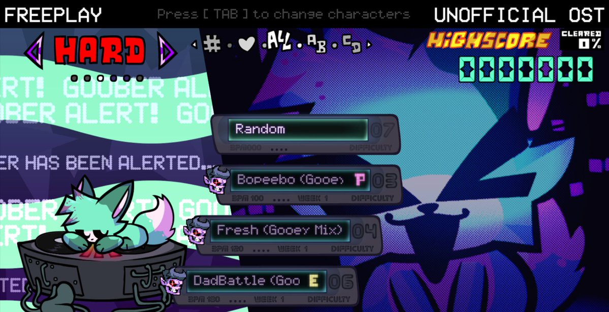 LeGooey's tweet image. The Gooey Mix Mini Update 2 is out NOW! With new camera events, new difficulty charts, the official mobile build, new stickers, overhauled freeplay menu, a ton of bug fixes, and more!
Play the update here:
gamebanana.com/mods/564105