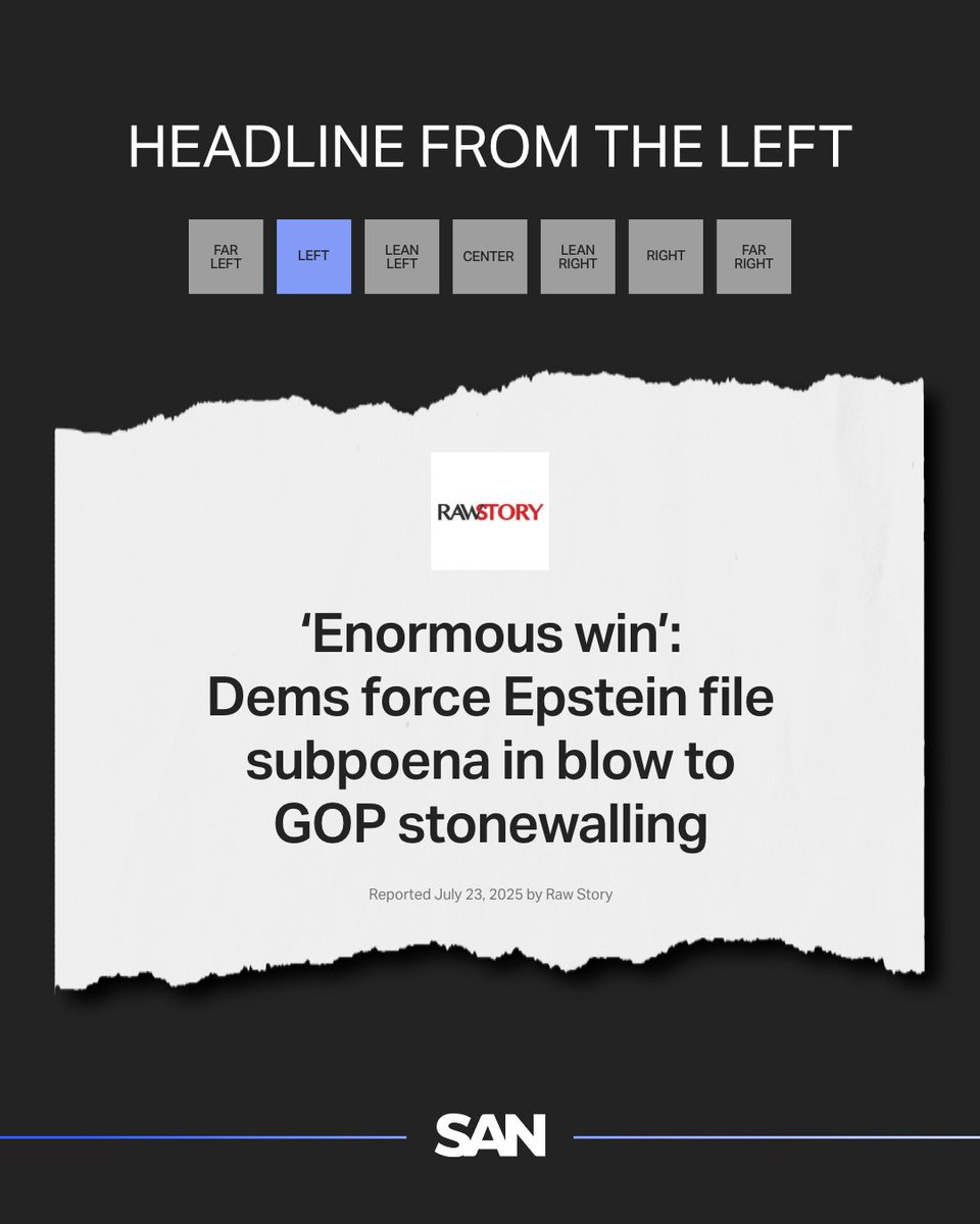 StraightArrow__'s tweet image. A House subcommittee voted 8 to 2 to subpoena the Department of Justice for documents related to the Jeffrey Epstein investigation, with support from both parties, including three Republicans.
Both sides are covering this story. Though left-leaning media is focusing more on…