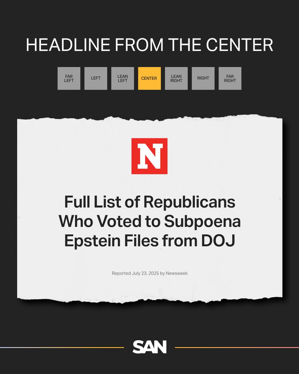 StraightArrow__'s tweet image. A House subcommittee voted 8 to 2 to subpoena the Department of Justice for documents related to the Jeffrey Epstein investigation, with support from both parties, including three Republicans.
Both sides are covering this story. Though left-leaning media is focusing more on…