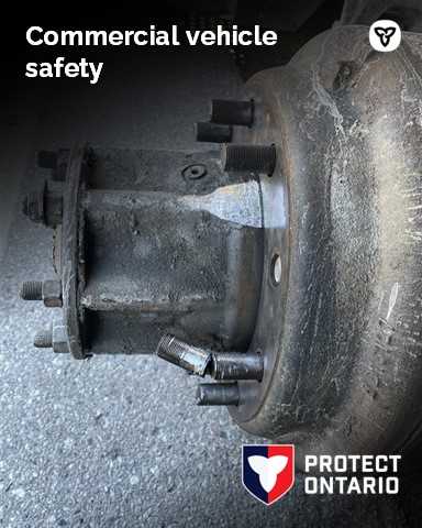 An #MTOofficer recently responded to a #wheeloff. Upon inspection, it was determined the 6-axle cv combination’s wheel was missing all 10 wheel-fasteners. 

All drivers are reminded to do a proper daily vehicle inspection to avoid potential wheel fastener failures and wheel offs.