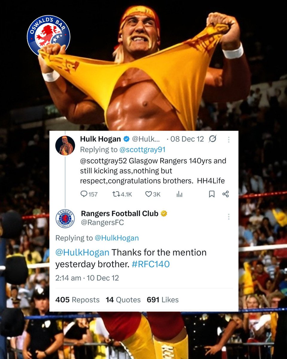 OswaldsBar's tweet image. We are saddened to hear of the passing of the Legendary Hulk Hogan 🧡