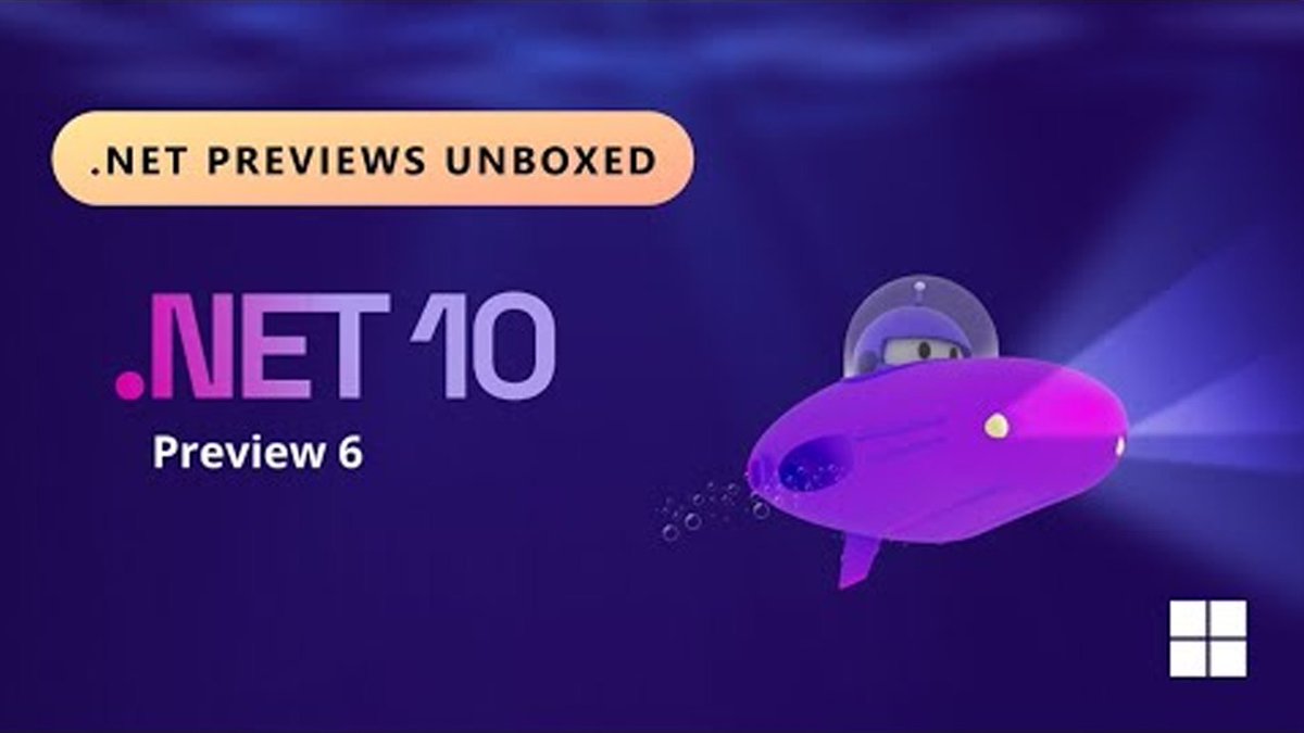 dotnet's tweet image. .NET devs... ICYMI
The .NET team shows off the latest features in .NET 10 Preview 6! Watch the webcast replay here ➡️ msft.it/6185s61wU
#dotnet #aspnet