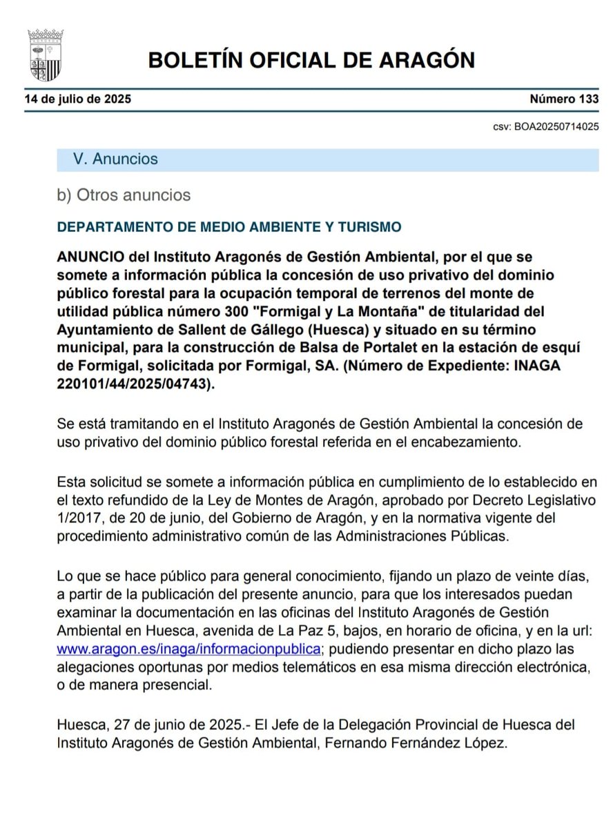 PDMAAragon's tweet image. En exposición pública la posible concesión de uso de un terreno público a Aramón en el Portalet para que inicie la construcción de una balsa de innivación.  Todo normal? pues no. Aramón hace semanas que okupó el terreno público e inició la construcción.
Okupacion legalizada, oye