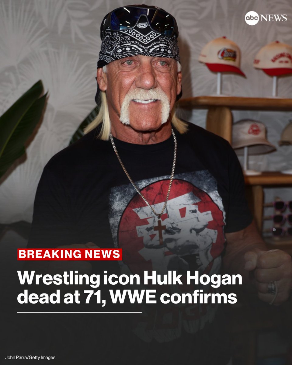BREAKING: Two-time WWE Hall of Famer and former world champion Hulk Hogan, whose real name was Terry Gene Bollea, died Thursday at the age of 71, WWE and police confirmed. 

abcnews.go.com/US/hulk-hogan-…