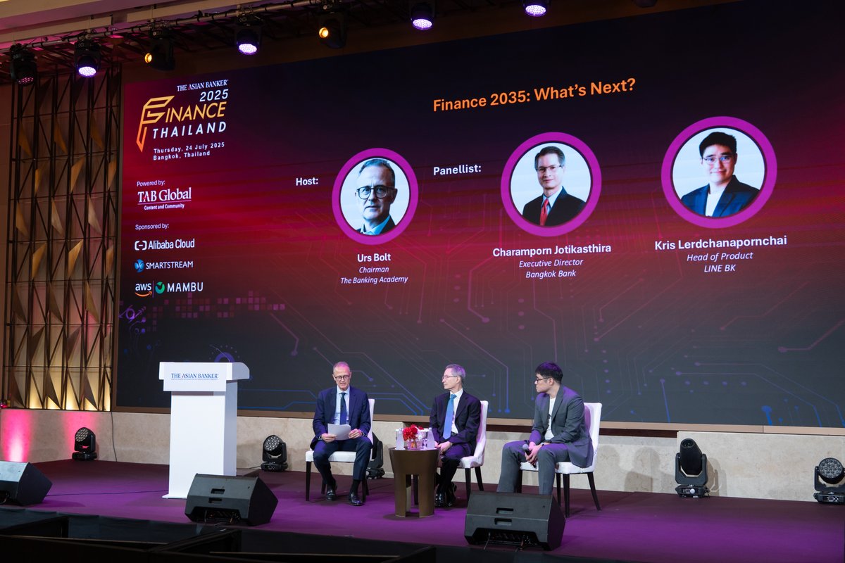 UrsBolt's tweet image. The best retail #banks in #Thailand today versus the Future of Finance in 2035.
Contrasting topics I presented and moderated at the #FinanceThailand25 by @TheAsianBanker in #Bangkok today. @linebkth @TabInsights #banking