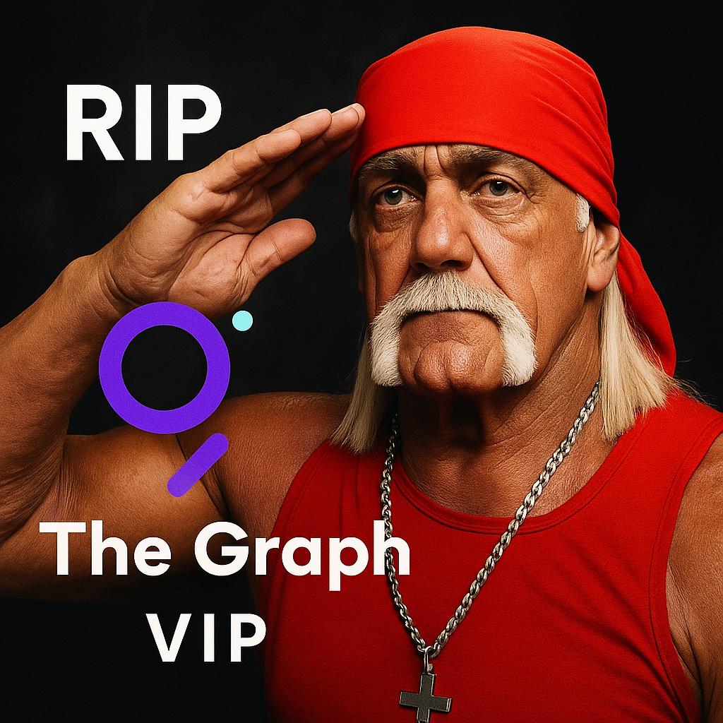 graphtronauts_c's tweet image. RIP Hulk Hogan 🕊️
The only man The Graph couldn’t index...too many legendary moves.
$GRT VIP forever. “Whatcha gonna do when The Graph runs wild on you?”
#TheGraph #RIPHogan #WrestlingLegend