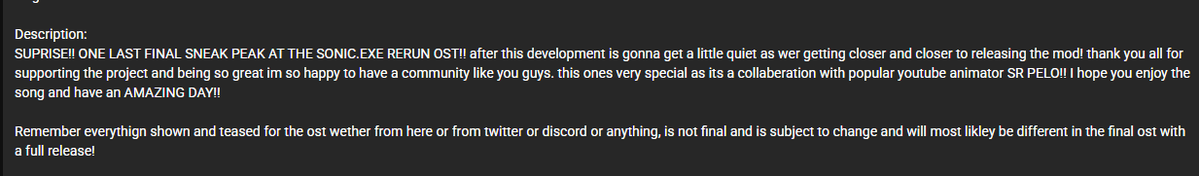 FinleyRendon's tweet image. btw for those who dont read descriptions
all "released" rerun music is not what the song will be in the final version of the project. the full ost of the finished project is more well.. Finalized lol
whats released is to show off in deph what we got going on and get feedback!