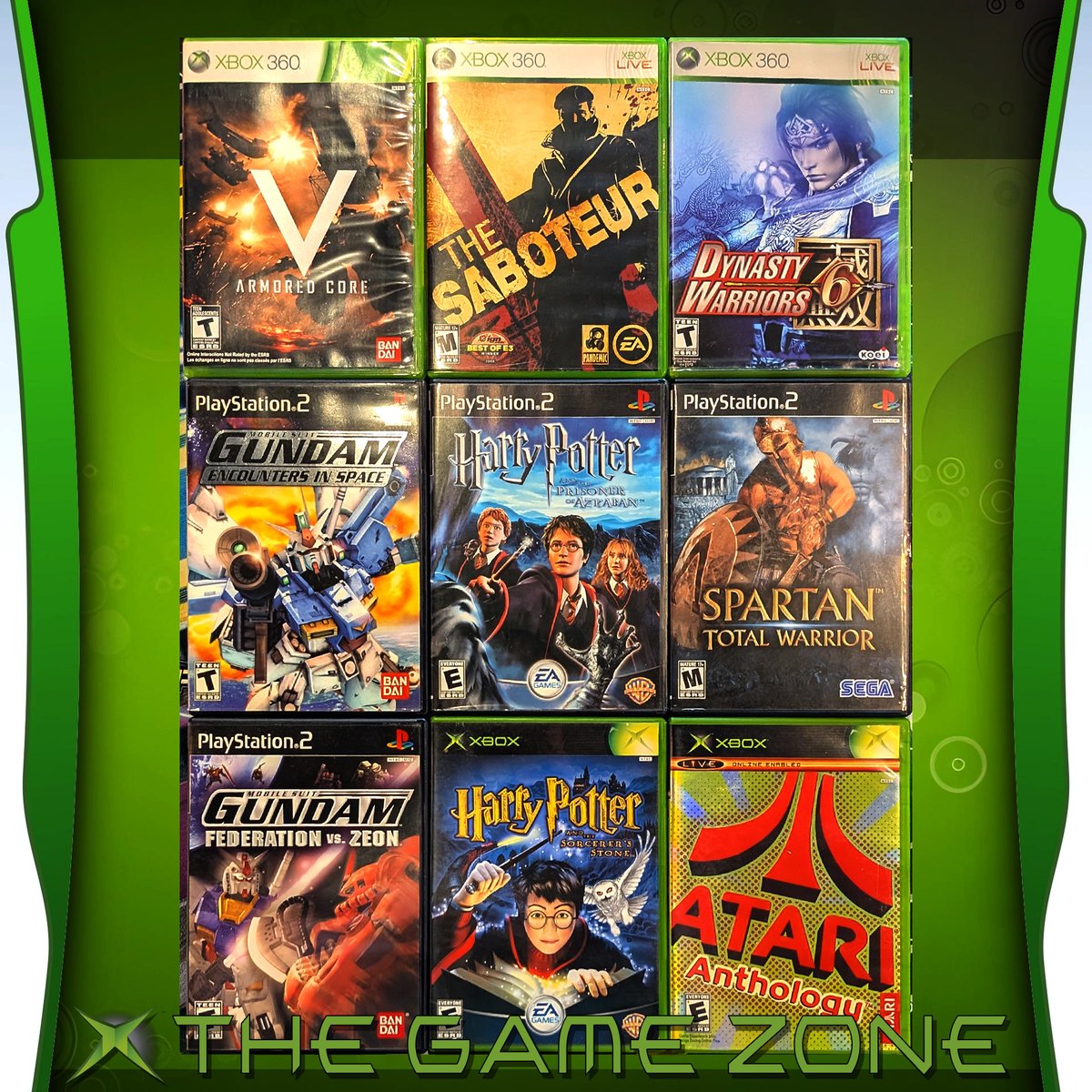 TJI! #ArmoredCoreV #TheSaboteur #DynastyWarriors6 #MobileSuitGundam #GundamEncountersInSpace #GundamFederationVsZeon #HarryPotterPS2 #HarryPotterXbox #SpartanTotalWarrior #AtariAnthology #Xbox #Xbox360 #PlayStation2 #PS2Games #OriginalXbox #RetroGaming  #TheGameZone