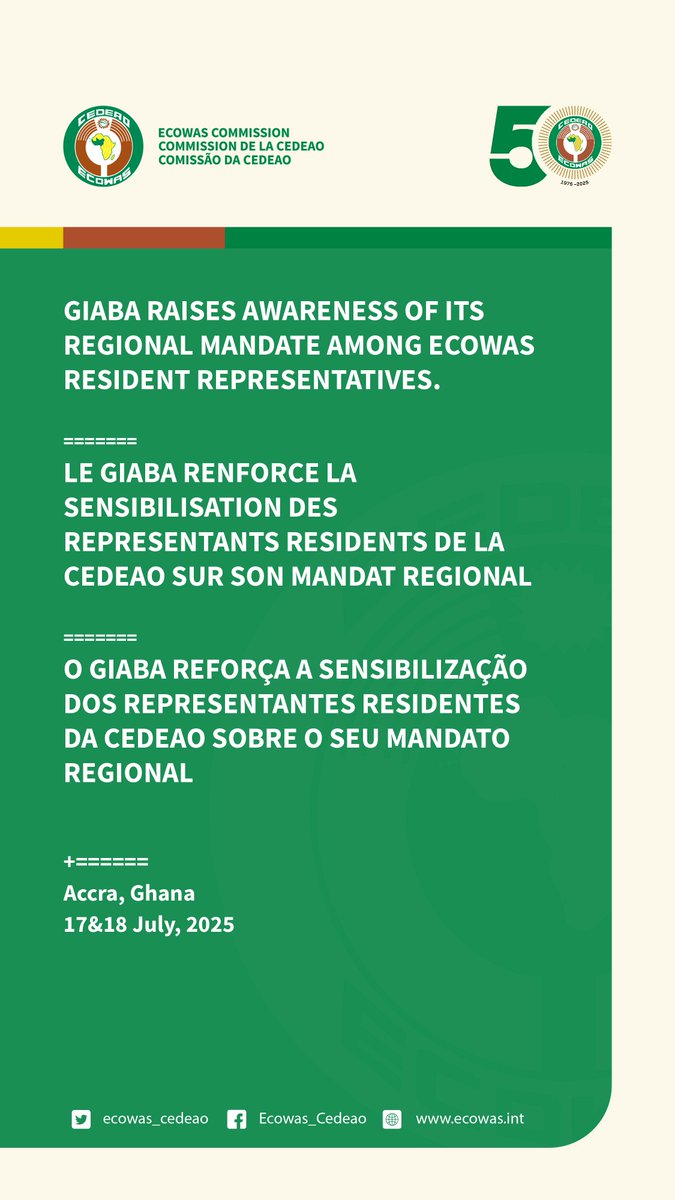 ecowas_cedeao's tweet image. GIABA RAISES AWARENESS OF ITS REGIONAL MANDATE AMONG ECOWAS RESIDENT REPRESENTATIVES.