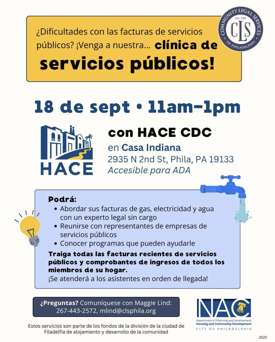 CM_JimHarrity's tweet image. Struggling with utility bills? 💡💧📈
Come to our FREE Utility Clinic Sept 18, 11am-1pm at Casa Indiana (2935 N 2nd St). Meet reps, get free legal help, and learn about assistance programs.
Questions? Maggie Lind: 267-443-2572.
#CommunityFirst #UtilityHelp