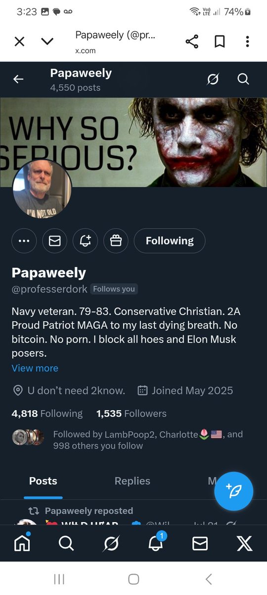 Let's boost, support and engage with this Navy Veteran, please give <a href="/professerdork/">Papaweely</a> a follow and repost 💪🫶👊💥💯🇺🇸