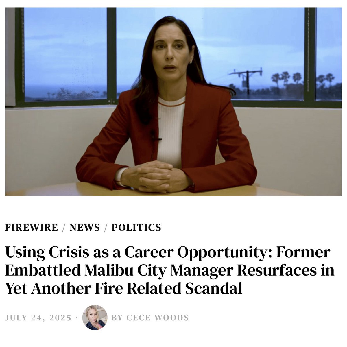 Another crisis, another cash grab?

Former <a href="/CityMalibu/">City of Malibu</a> City Manager Reva Feldman resurfaces in yet ANOTHER fire relief scandal - this time tied to FireAid funds meant for victims, not the wine country nonprofit she sits on the Board of.

Thank you to <a href="/LASDJordan/">LASD Chief Patrick Jordan (Retired)</a> who alerted me to