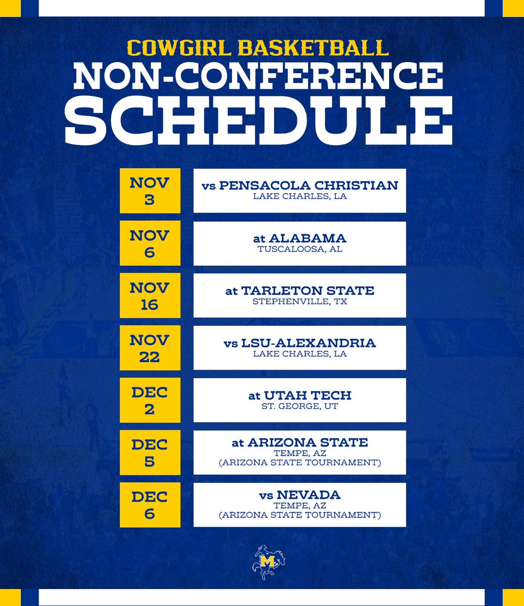McNeeseWBB's tweet image. Non-Conference schedule is set 🤠

#GeauxPokes