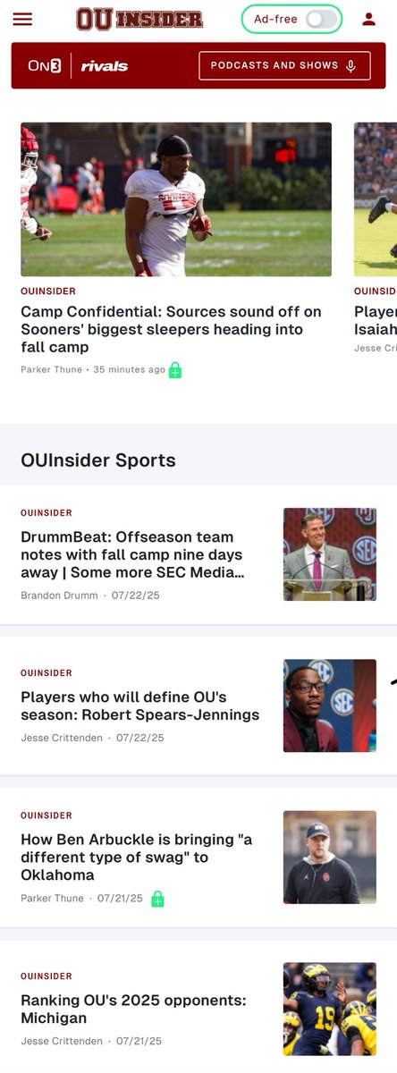 OUInsider's tweet image. 🚨$1 For the first week gets you TONS of daily #Sooners’ insider notes🚨
📝Sources on biggest sleepers for #OU heading into fall camp
📝Weekly VIP Q&A Chat
📝Sourced notes on offseason standouts at numerous positions
📝Notes Top300 targets
📝More
on3.com/boards/forums/…