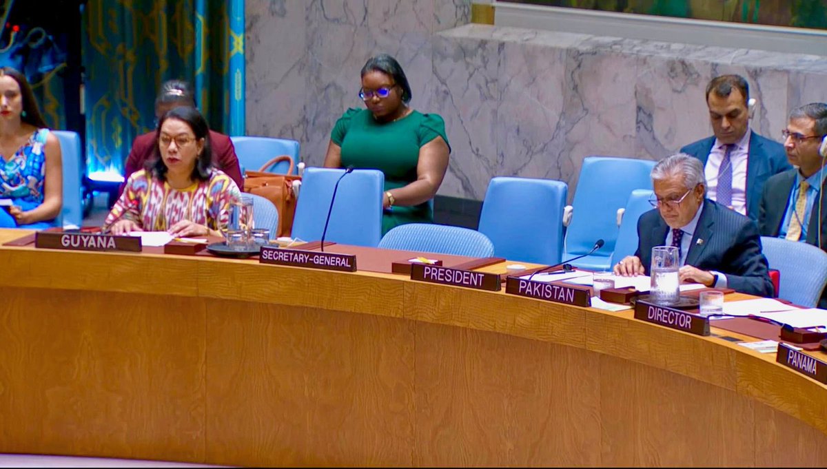 ForeignOfficePk's tweet image. Deputy Prime Minister/Foreign Minister, Senator Mohammad Ishaq Dar @MIshaq50, in his capacity as President of the UN Security Council, delivered Pakistan's statement at the Security-Council Briefing on “Cooperation between the United Nations and regional and sub-regional…