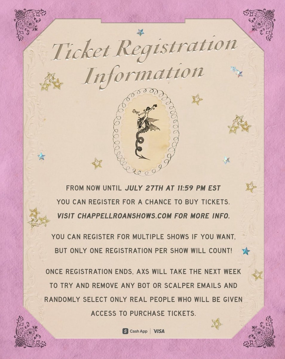 chappellroanPH's tweet image. 🚨 Chappell Roan Fandemonium announces an upcoming ‘Visions of Damsels & Other Dangerous Things Pop-Up Shows’ to New York, Kansas City, and Los Angeles this fall!!!
Proceeds will be donated in support of Trans youth. 🏳️⚧️
For more details, visit ⬇️
chappellroanshows.com