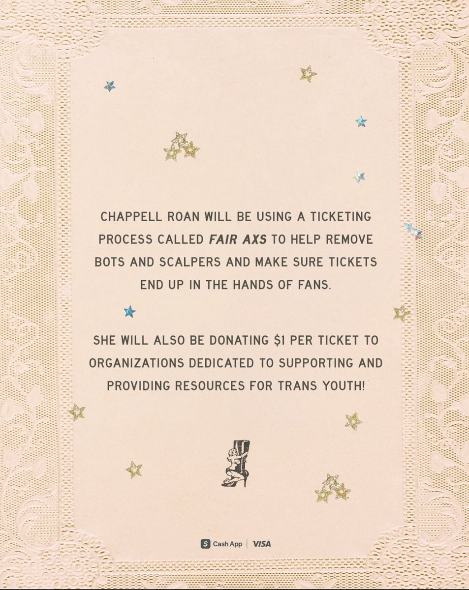 chappellroanPH's tweet image. 🚨 Chappell Roan Fandemonium announces an upcoming ‘Visions of Damsels & Other Dangerous Things Pop-Up Shows’ to New York, Kansas City, and Los Angeles this fall!!!
Proceeds will be donated in support of Trans youth. 🏳️⚧️
For more details, visit ⬇️
chappellroanshows.com