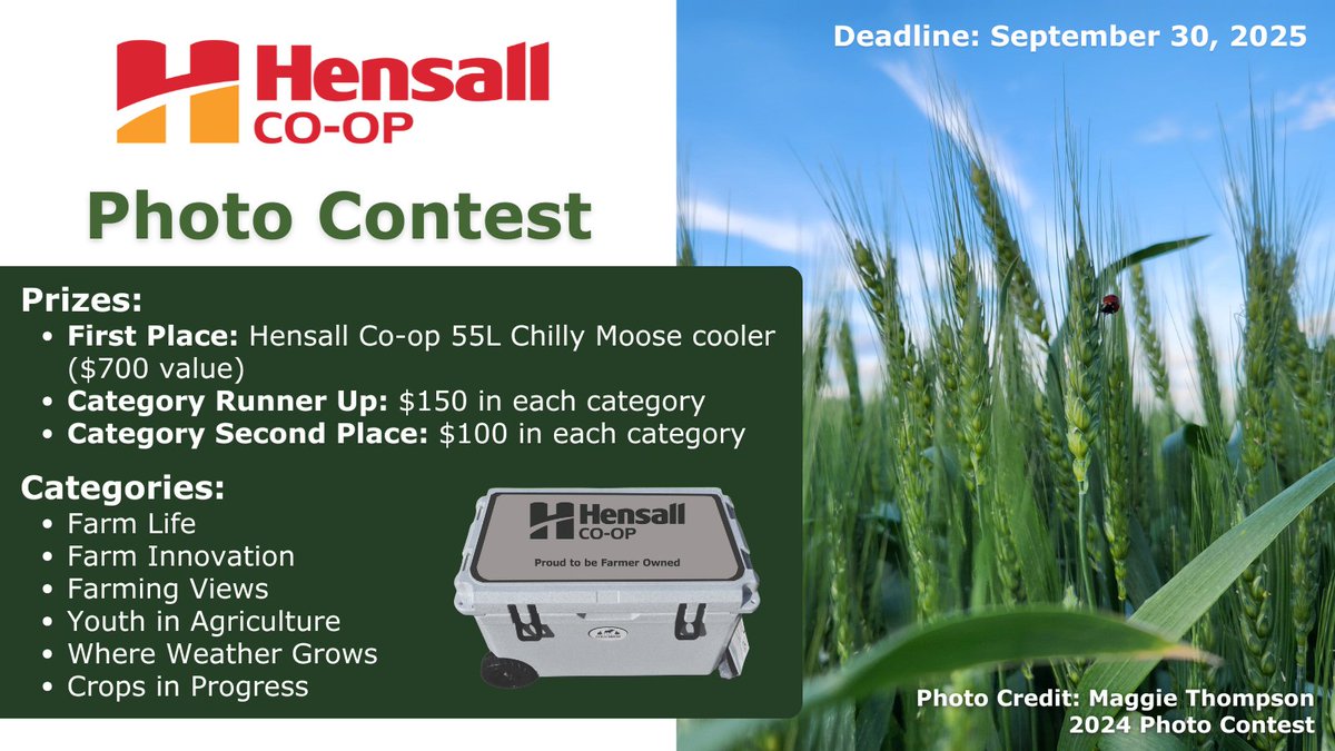 Hensall Co-op's annual Photo Contest is open for submissions.
 
We encourage customers, members, and employees to enter to win some great prizes!

Details here: ow.ly/gtkg50W54SJ
 
#HensallCoop #PhotoContest #Contest #Prizes