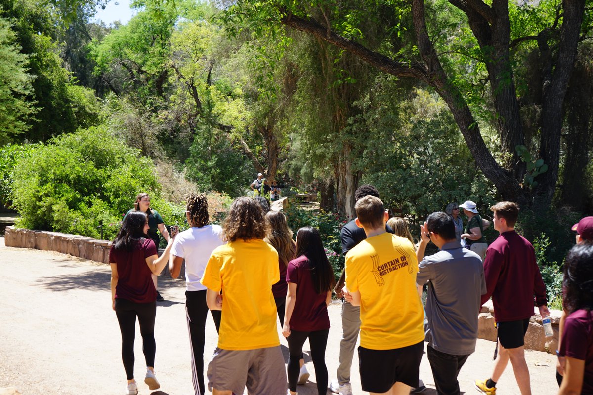 TheSunDevils's tweet image. The Sun Devil Caravan, presented by @resolutioncu, continued at the scenic @BoyceThompson. Not only was it a beautiful moment of connection with the Superior community, but it also gave our student-athletes, spirit squad, and 942 crew a chance to learn about the unique desert…