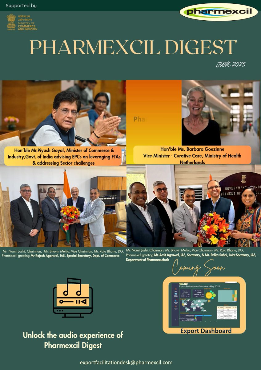 Pharmexcil (@pharmexcil) on Twitter photo Excited to share the third edition of Pharmexcil Digest-June 2025
simplebooklet.com/pharmexcildige…
Experience listening to it🎧 <a href="/DoC_GoI/">Dept of Commerce, GoI</a> Excited to share the third edition of Pharmexcil Digest-June 2025
simplebooklet.com/pharmexcildige…
Experience listening to it🎧 <a href="/DoC_GoI/">Dept of Commerce, GoI</a>
