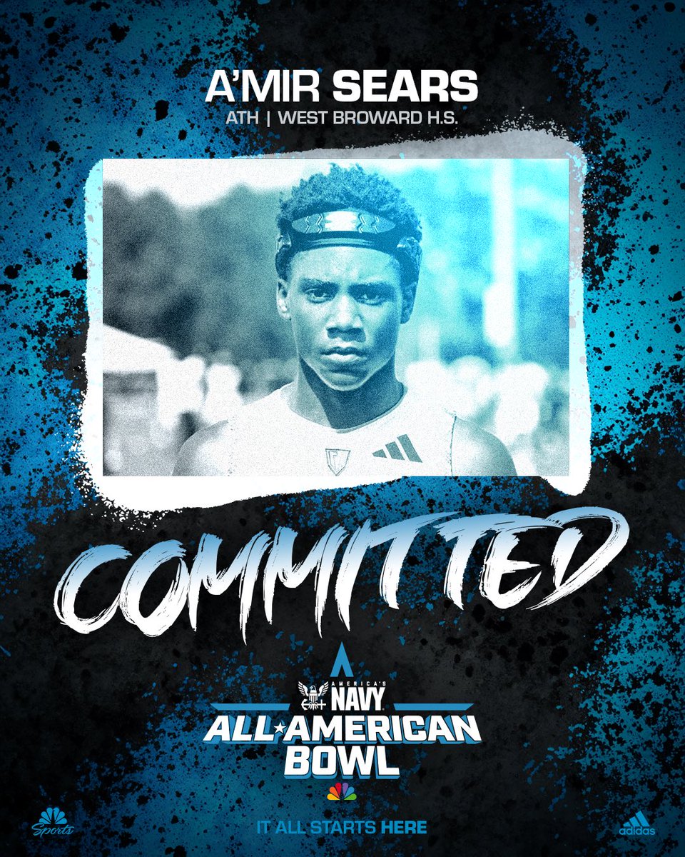 AABonNBC's tweet image. Got the Call 📞
A’Mir Sears (@AmirSears21) has committed to the 2027 Navy All-American Bowl
#NavyAAB 🇺🇸 @AmericasNavy
