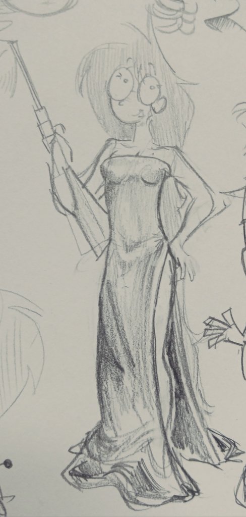 wormstrosities's tweet image. i dont remember what jades dress or gun look like but that doesnt stop me from drawing her