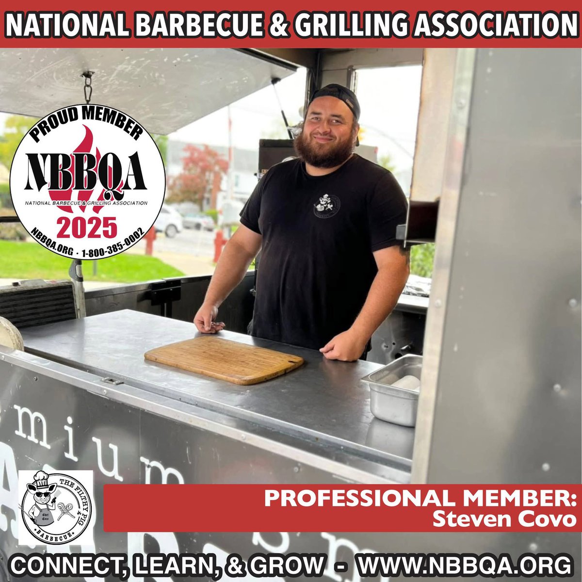 🔥 Welcome Steven Covo of The Filthy Pig Barbecue to the National Barbecue &amp; Grilling Association! 🔥

Get to know all our incredible members and explore everything the NBBQA has to offer at: nbbqa.org
#NBBQA #BBQFamily #GrillLife #WelcomeToTheFire #BarbecueBusiness