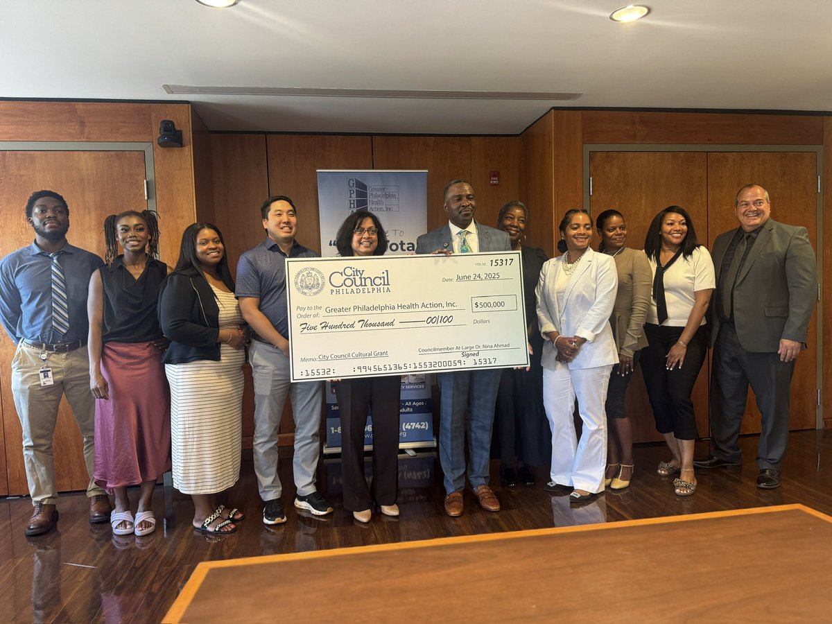 cmninaahmad's tweet image. Last month, I joined Brian Clark-CEO/Executive director of @gpha_inc at GPHA-Carl Moore Health Center to present a $500K check for the future of care in Nicetown-East Tioga. This funding supports a new site that will bring essential services to the community. #cmahmad