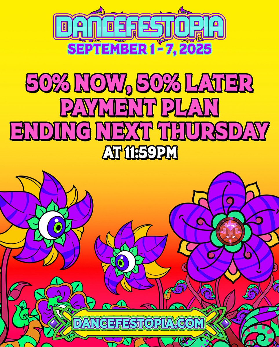 Do you enjoy riding the rail? Would you like to spread out your payment plan for tickets? 

If you answered yes, you only have one week left to secure your #DFT2025 tickets using the 50% now, 50% later payment plan! 🔥

LOCK IN 🔗 Dancefestopia.com