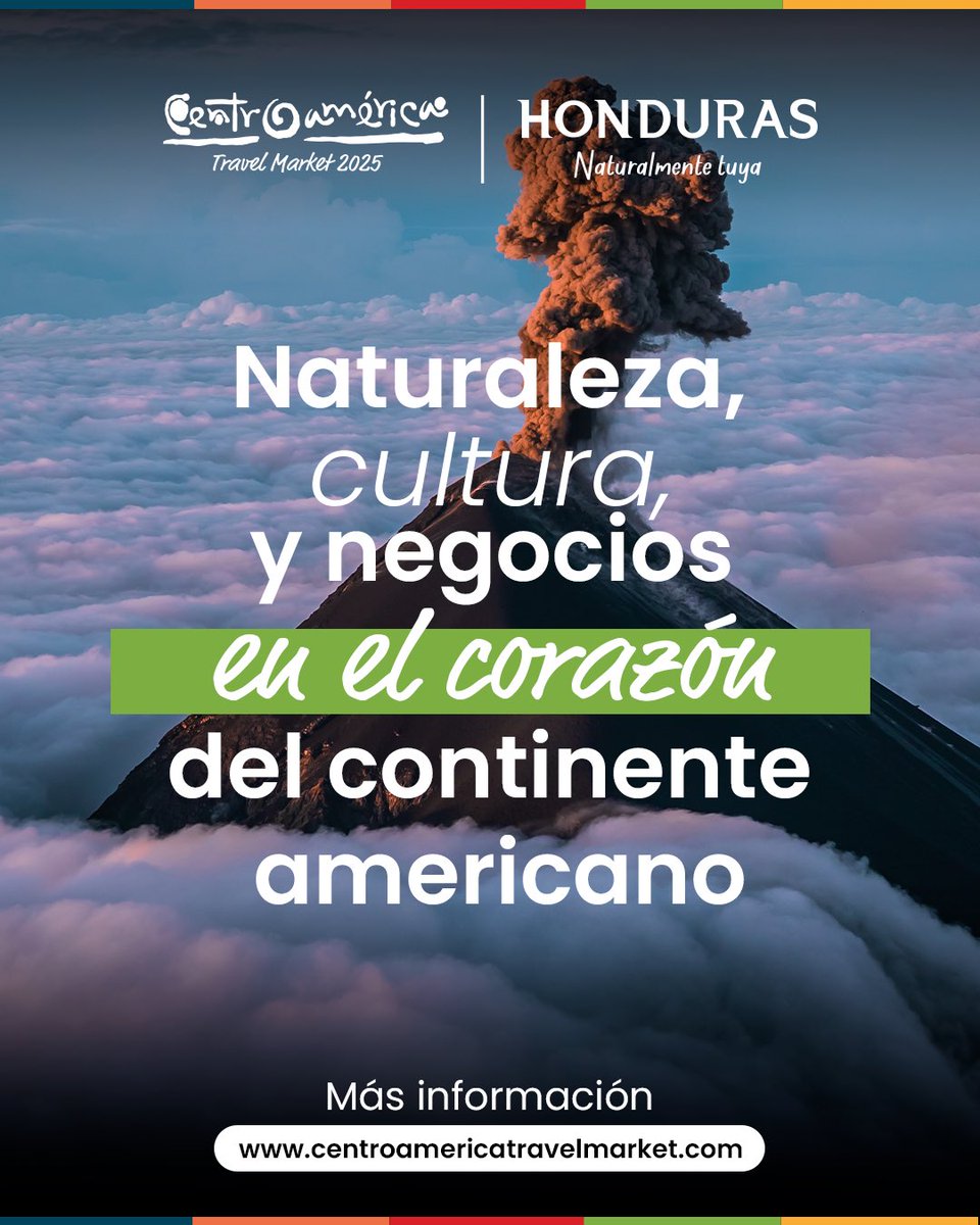 Una cita imperdible donde las oportunidades, la innovación y la esencia del turismo regional que conecta con líderes del sector. 💼

La Centroamérica Travel Market 2025 te espera en San Pedro Sula, #Honduras🇭🇳 

Descubre destinos únicos y crea alianzas que transforman. 🤝🏻