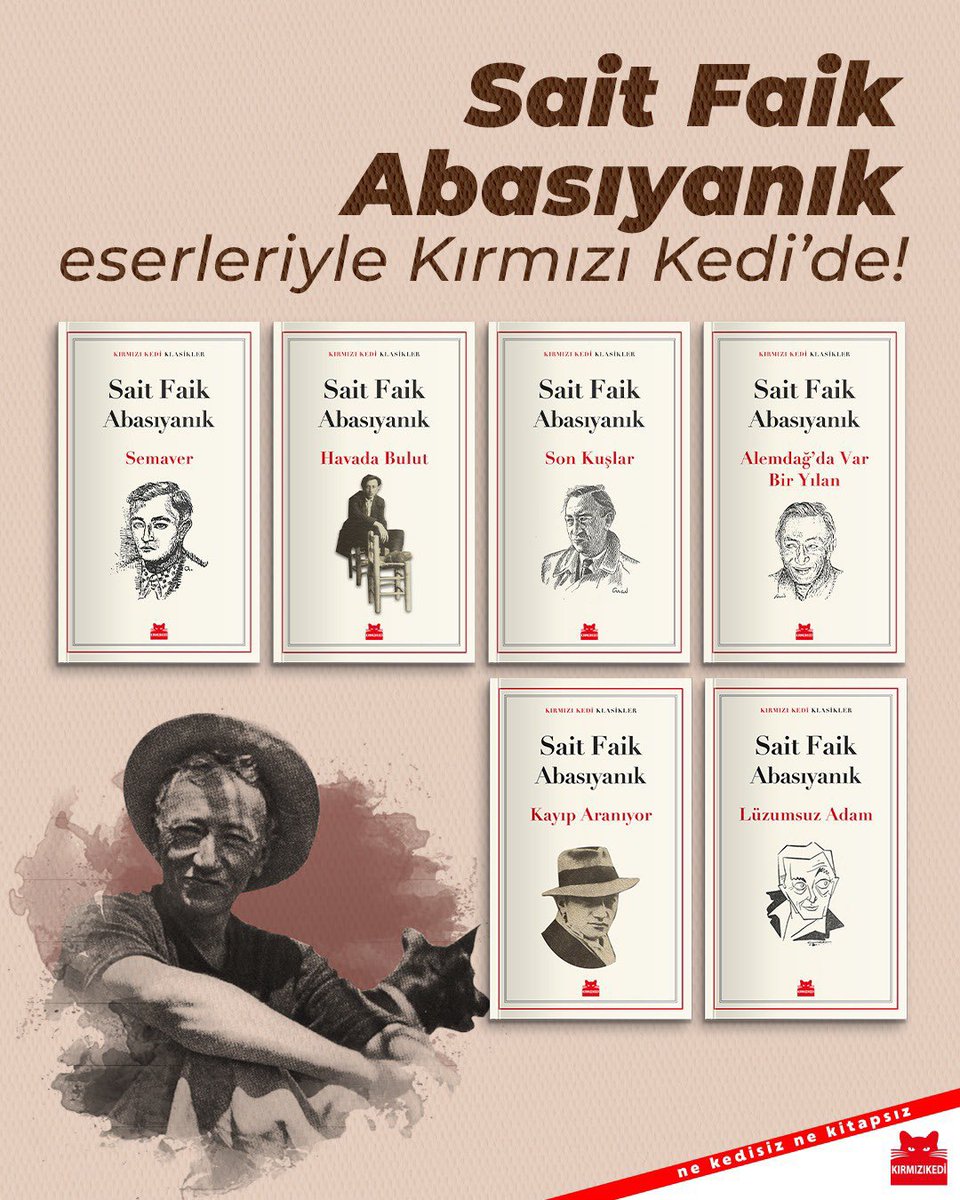 krmzkedikitap's tweet image. Türk edebiyatının köşe taşlarından Sait Faik Abasıyanık eserleriyle Kırmızı Kedi’de!
🔎kirmizikedi.com/search?q=Sait+…