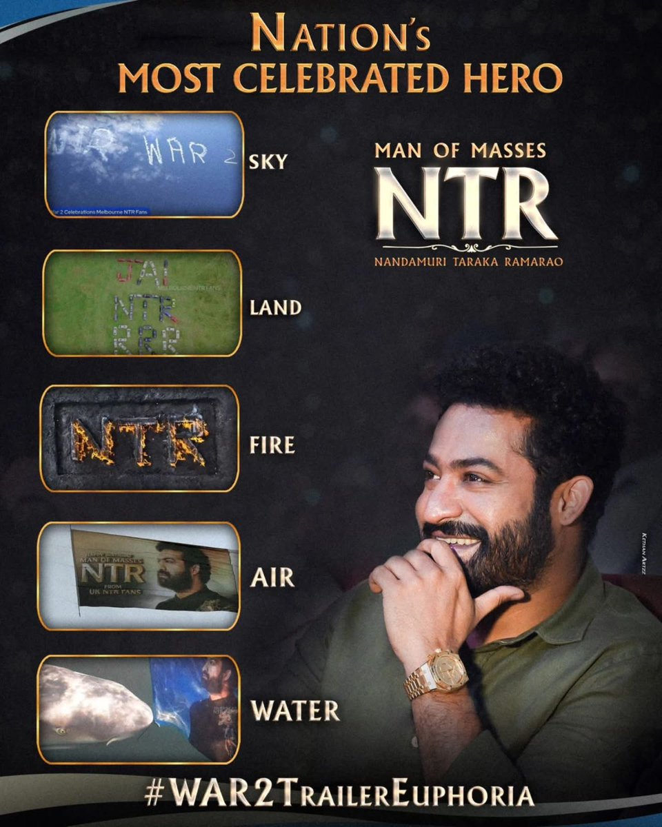 Tirupatintroffl's tweet image. Most celebrated hero on Indian soil ⭐️⭐️
#WAR2TrailerEuphoria @tarak9999