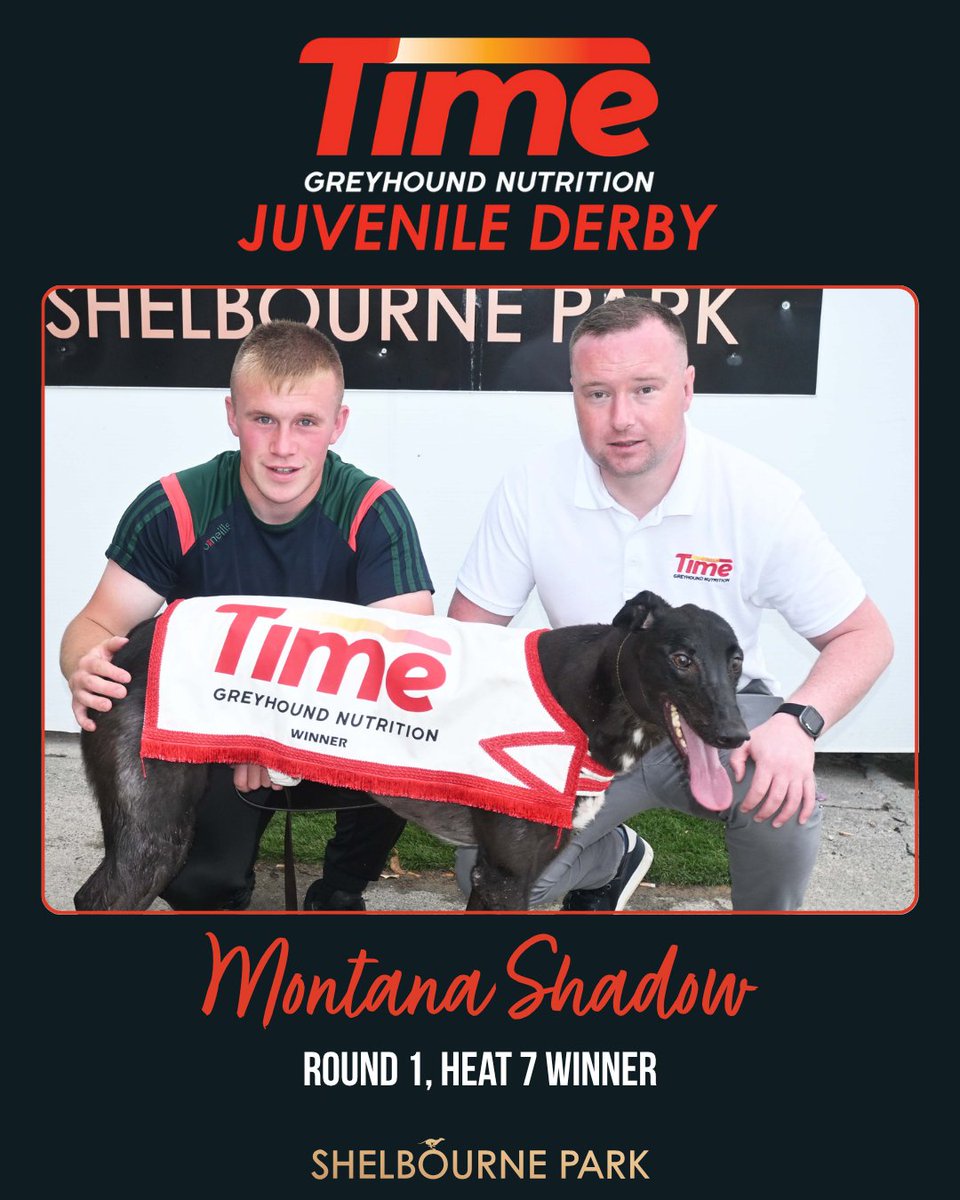 Shelbourne Park Greyhound Stadium (@shelbournepark) on Twitter photo The 1st Round of the 2025 <a href="/Time_Nutrition_/">Time Greyhound Nutrition</a> Juvenile Derby took place last Friday night in Shelbourne Park Greyhound Stadium.
It was a fantastic night of racing, join us this Friday 25th July for Round 2!
Congratulations to Montana Shadow winner of Heat 7.
#JuvenileDerby The 1st Round of the 2025 <a href="/Time_Nutrition_/">Time Greyhound Nutrition</a> Juvenile Derby took place last Friday night in Shelbourne Park Greyhound Stadium.
It was a fantastic night of racing, join us this Friday 25th July for Round 2!
Congratulations to Montana Shadow winner of Heat 7.
#JuvenileDerby