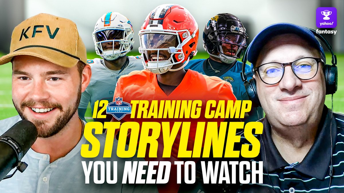 YahooFantasy's tweet image. Training camp just started, and we already have storylines emerging.
@MattHarmon_BYB and @scott_pianowski break down 12 must-watch fantasy football storylines as we go through camp ⬇️
Apple: tinyurl.com/vmm94ve8
Spotify: tinyurl.com/mswaenyx
YT: youtu.be/kWh5RnC3rMs