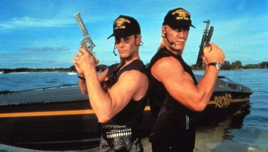 DoktorWatson's tweet image. For me, the peak of #HulkHogan's career was #ThunderInParadise with Jack Lemmon's son, Patrick McNee and a massive speedboat.
Bonkers from start to finish, it had an excellent theme tune as well as a tropical island of Scottish terrorists who played the Highland Games for fun.๐๏ธ