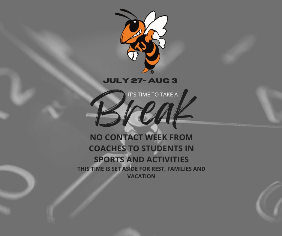 REMINDER:
TJHS students and coaches will be taking a well deserved break!