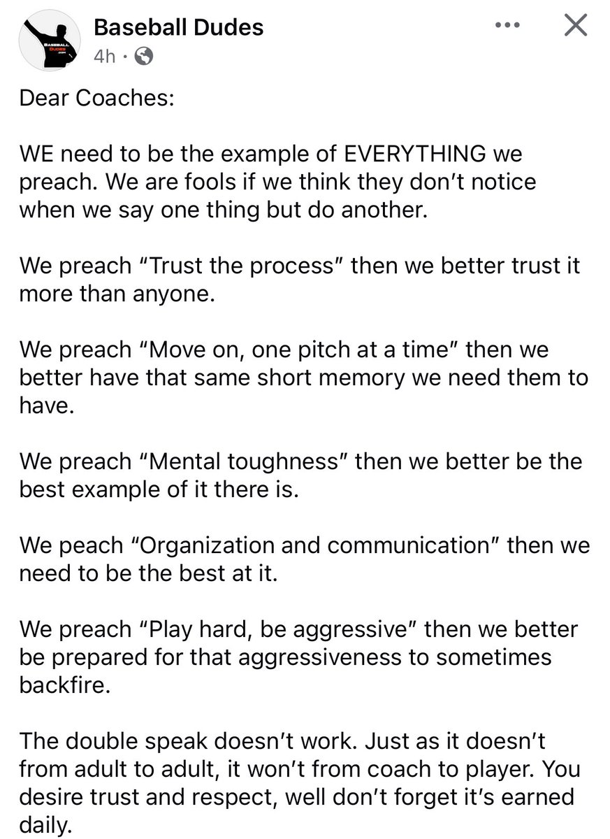 ⁦<a href="/BaseballDudes48/">Baseball Dudes Inc. 🇺🇸⚾️</a>⁩ You guys are always spot on.  We wonder why young athletes don’t perform, they are confused by their coaches.