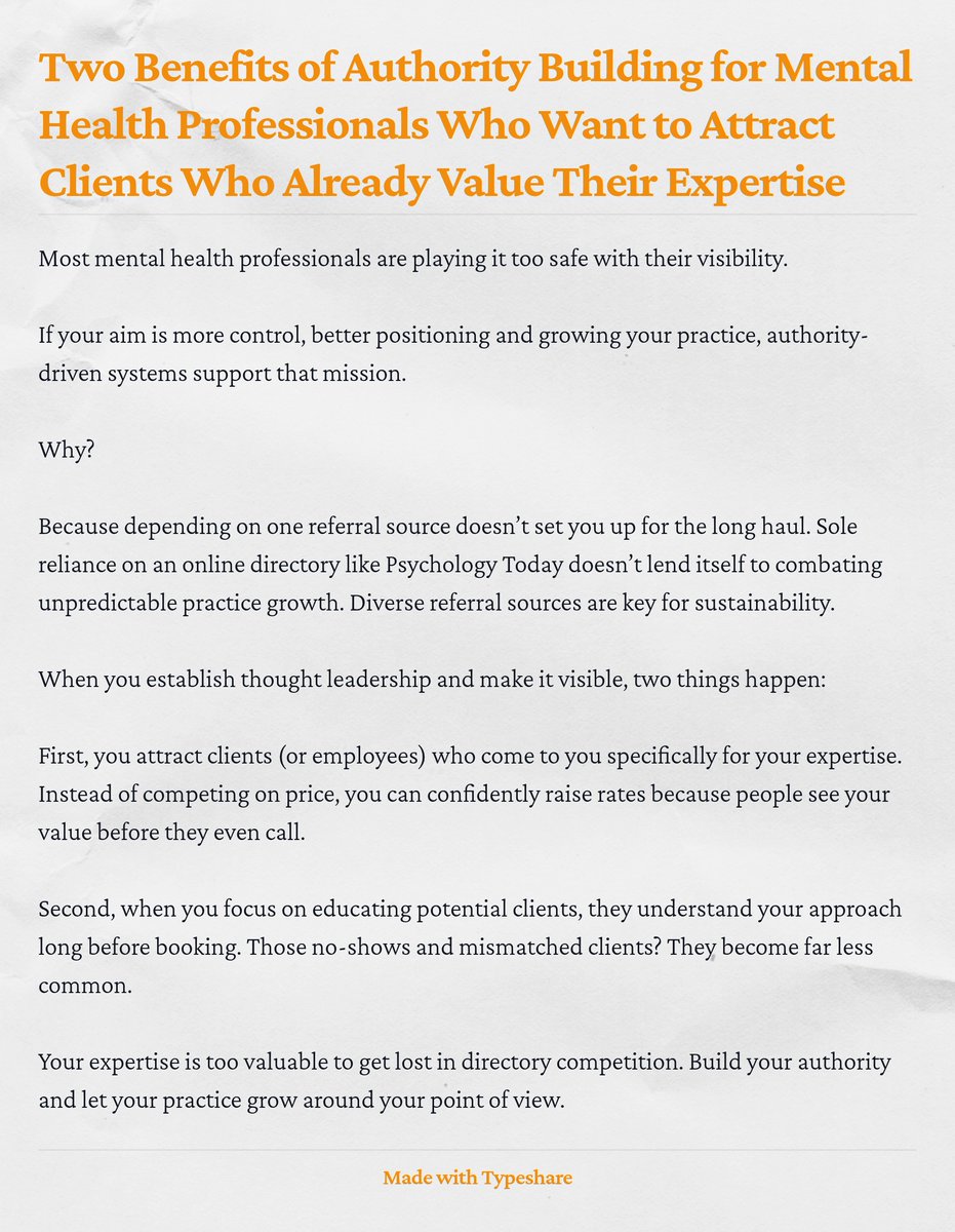 Many mental health professionals have the expertise but lack the visibility to match.