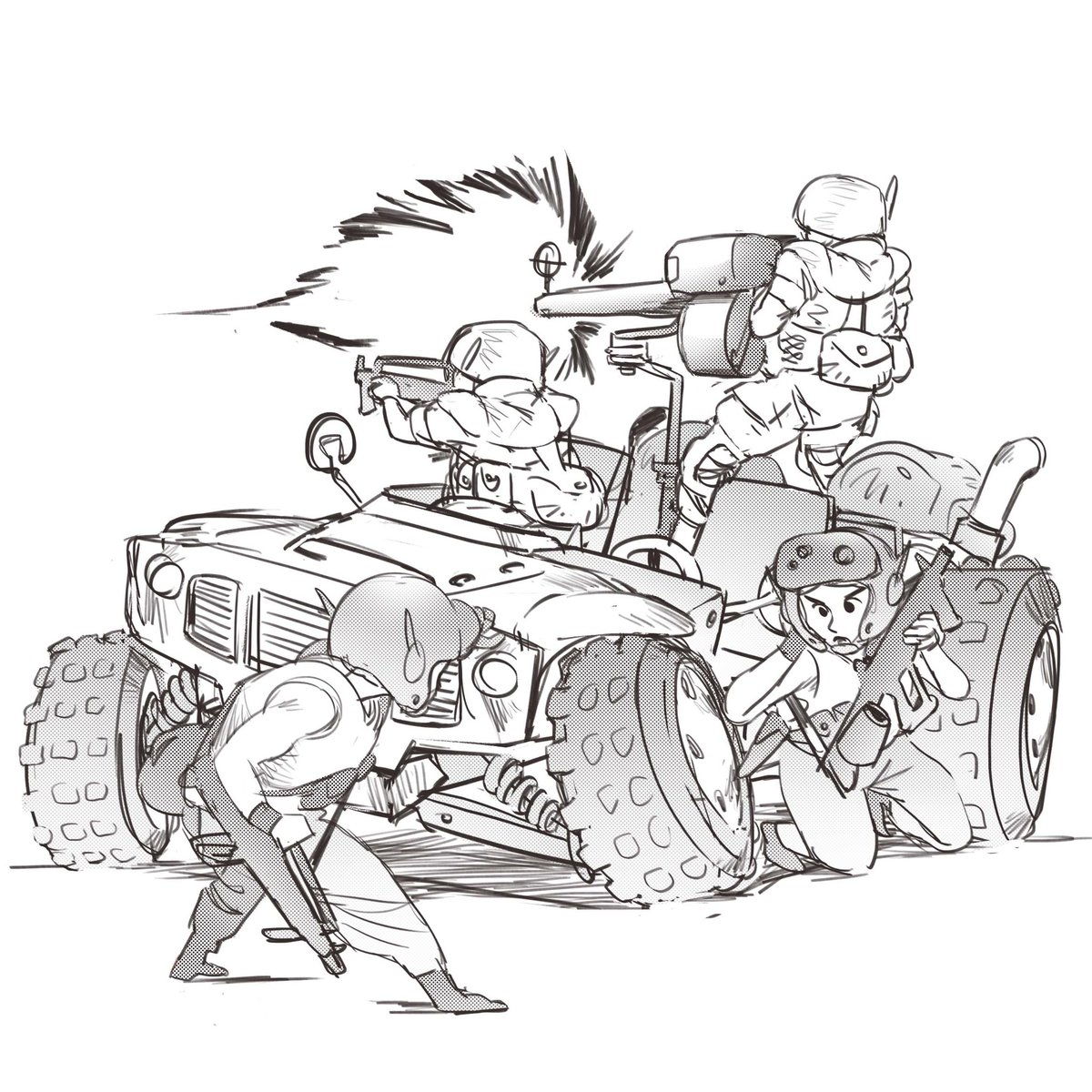 lukemoondoe's tweet image. Sapper Engineers assessing the damage on the Raider vehicle while the Marines lay hate on the suspected enemy position.
