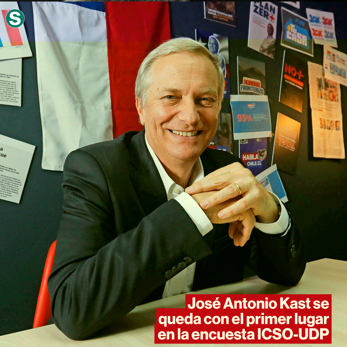 Por primera vez, en la encuesta ICSO-UDP el candidato presidencial de Republicanos, José Antonio Kast encabeza las respuestas ante la pregunta de lista cerrada "¿Quién le gustaría que fuera el próximo presidente de Chile?". lasegunda.com
