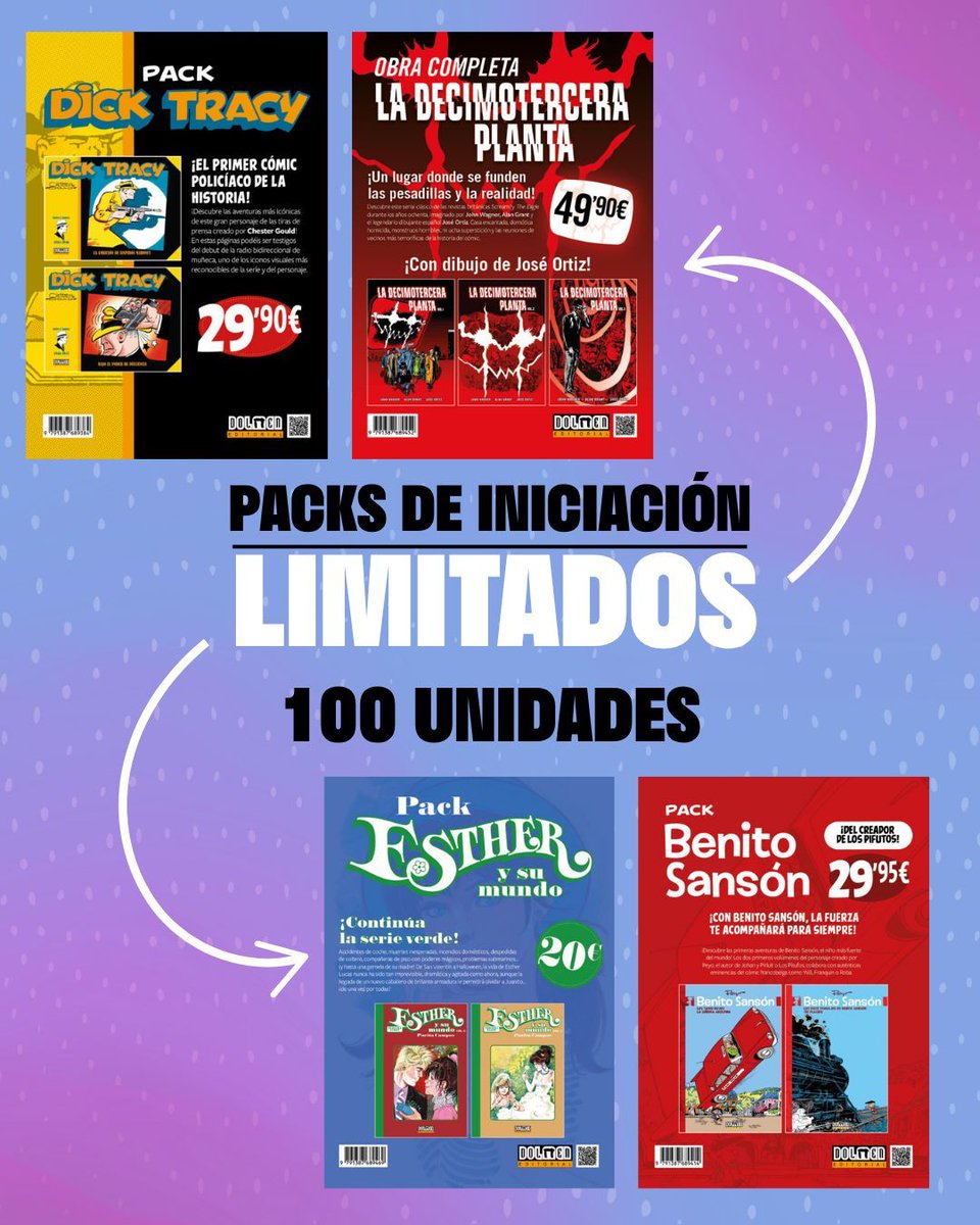 DolmenEditorial's tweet image. Breve recordatorio de que nuestros packs de iniciación limitados (100 unidades por título)
Perfectos para comenzar o regalar grandes clásicos del cómic:
🔷Dick Tracy
🔷La Decimotercera Planta
🔷Esther y su mundo
🔷 Benito Sansón
➡️ buff.ly/4AKNPY3
#Cómic #Colección…
