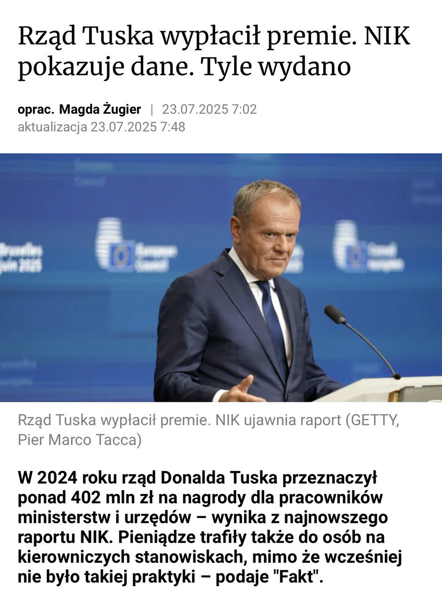Donald Tusk dzisiaj: „W moim rządzie nikt nie przyszedł po nagrody”.

Tymczasem: