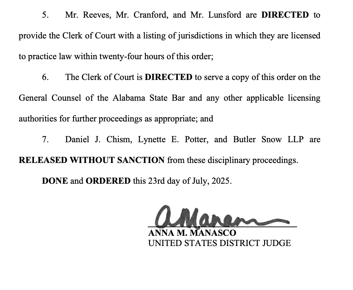 bshelburne's tweet image. Federal judge issues scathing reprimand of attorney Bill Lunsford, Alabama's highest paid hired gun to defend state prison system, for using AI to fake citations. Also disqualifies him & others at firm from this case, refers sanctions to bar, but doesn't suspend from practice.