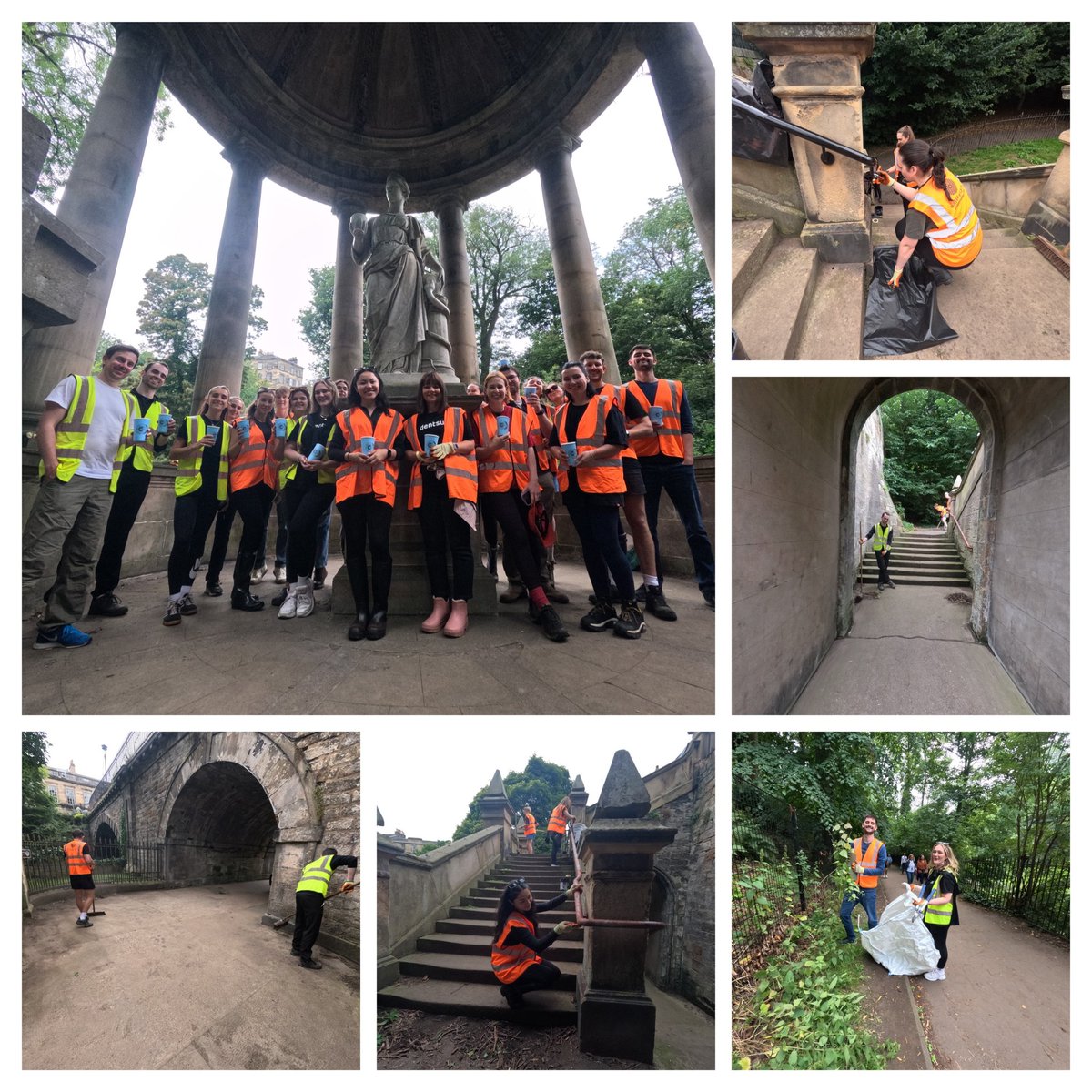 WOLCT's tweet image. 30 staff on duty today from the Edinburgh office of @dentsuUK down at Stockbridge. 

Whilst a team were wading in the river for rubbish &amp;amp; invasive species. The land crew helped to trim back the walkway, paint infrastructure and litter picking locally.

Top work team 👏 
#CSR